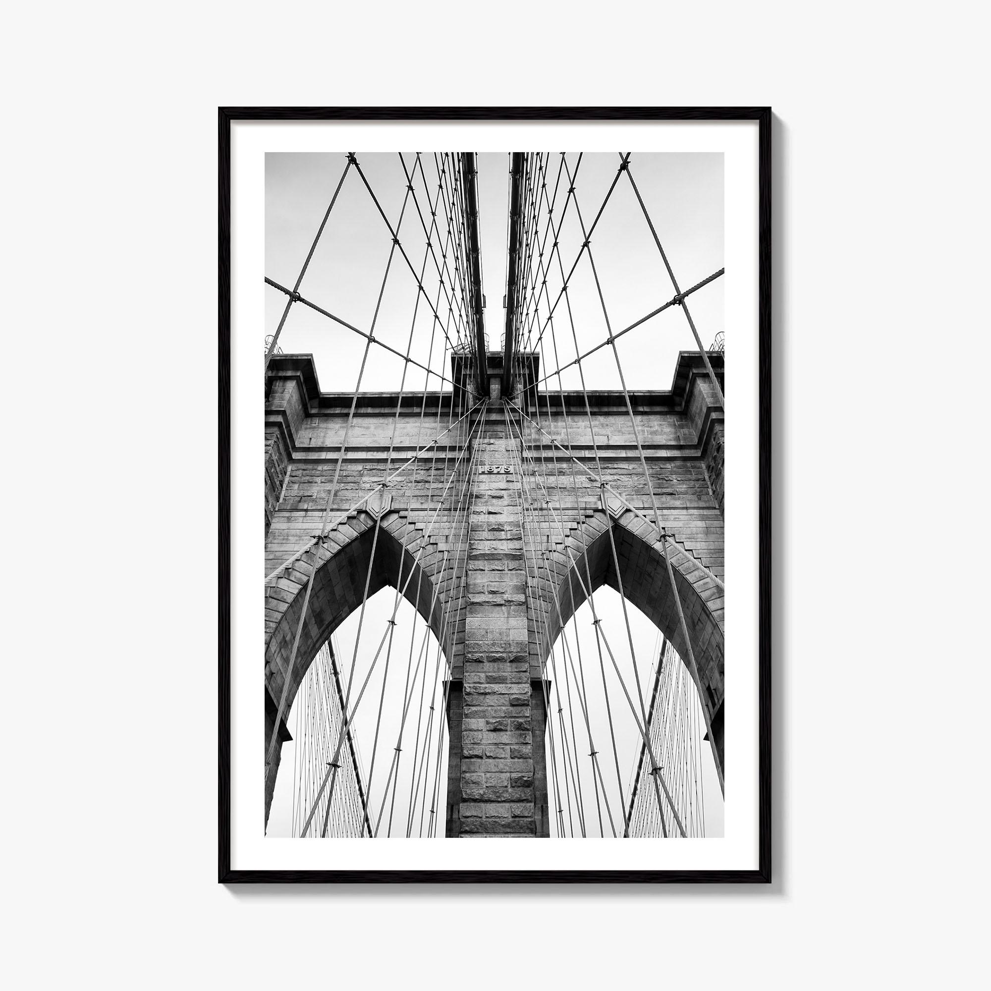 絵画 ブルックリン橋 ブルックリン橋の白黒ファインアート写真プリント、ニューヨーク市