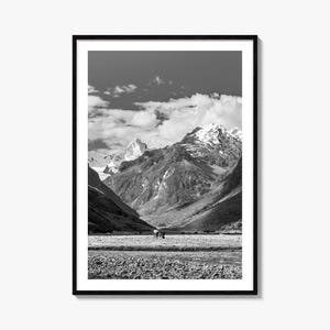 Peru Black and White Fine Art Photo Print, Andes Mountains, Cordillera Blanca Wall Poster