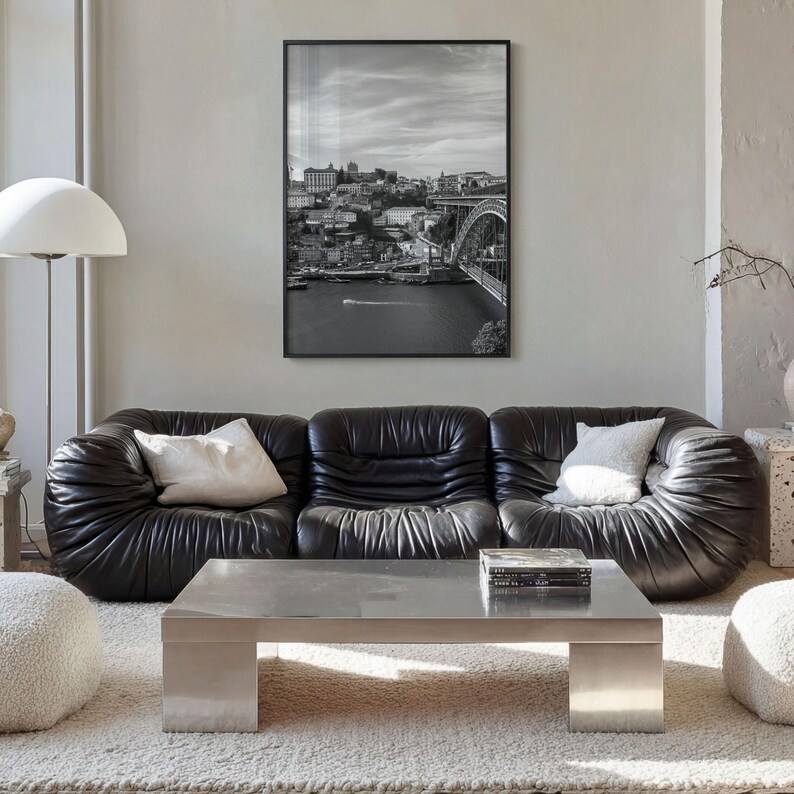 Porto Skyline schwarz weiss Fine Art Foto, der Douro Fluss Portugal Poster Bild 14