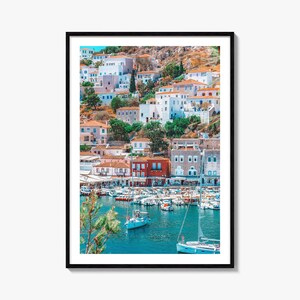 Hydra bunter Poster-Druck, Hydra Foto Wandkunst, Hydra Wand-Dekor, Hydra Reise-Druck, Hydra Straßenkarte Poster, Stadt Karte