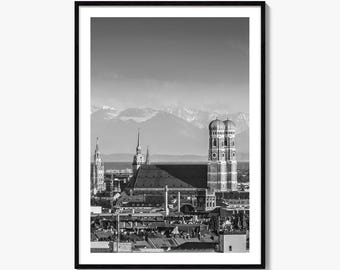 Munich Photo Poster Print No 1, Munich Black and White Wall Art, Munich Wall Photography, Munich Travel, Munich Map Poster