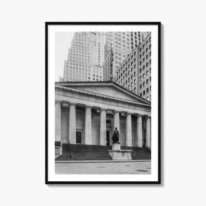 Impresión de póster fotográfico de Wall Street, arte mural en blanco y negro, fotografía de pared, viajes, póster de mapa de pared