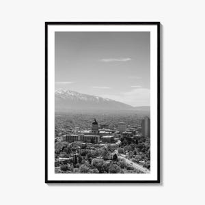 Impressão de pôster fotográfico nº 1 de Salt Lake City, arte em preto e branco de Salt Lake City, fotografia de parede de Salt Lake City, viagem, pôster de mapa