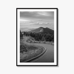 Mount Mitchell Black and White Fine Art Photo Print, Blue Ridge Mountains Poster