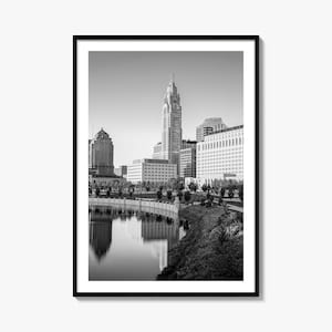 Columbus Photo Poster Print Ohio, Columbus Black and White Wall Art, Columbus Wall Photography, Travel, Map Poster