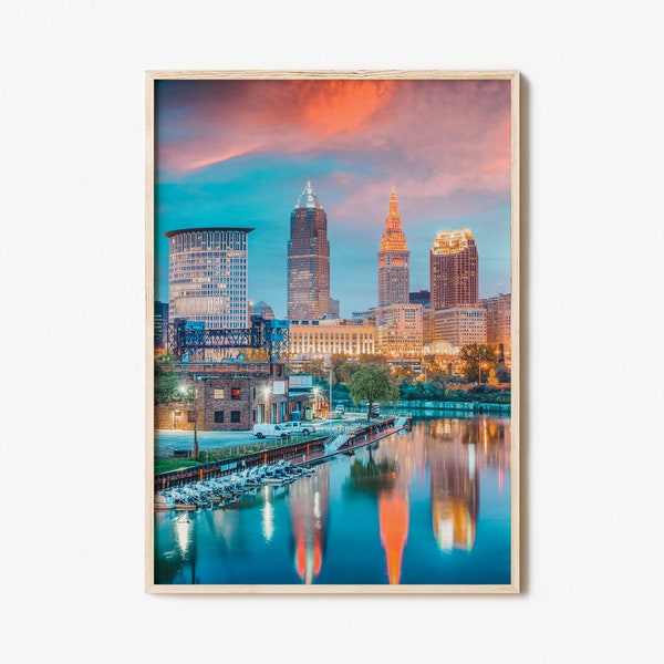 Cleveland Colorful Poster Print No 1, Cleveland Photo Art, Cleveland Decor, Cleveland Travel Print, Cleveland Street Map Poster, City Map