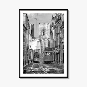 Lissabon Foto Poster Nr. 1, Lissabon Schwarzweiß-Wandkunst, Lissabon Wandfotografie, Lissabon Reise, Lissabon Karte Poster