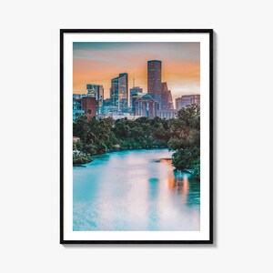 Impressão de pôster colorido de Houston nº 1, arte de parede com fotos de Houston, decoração de parede de Houston, impressão de viagem de Houston, pôster de mapa de ruas de Houston, mapa da cidade