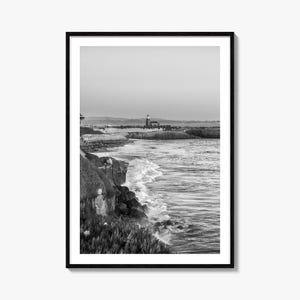Poster fotografico di Santa Cruz n. 2, Arte in bianco e nero di Santa Cruz, Fotografia murale di Santa Cruz, Viaggio a Santa Cruz, Poster con mappa