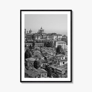 Bergamo Schwarzweiß-Wandkunst, Bergamo-Wandfotografie, Bergamo-Reise, Bergamo-Kartenposter, Bergamo-Schwarzweißdruck