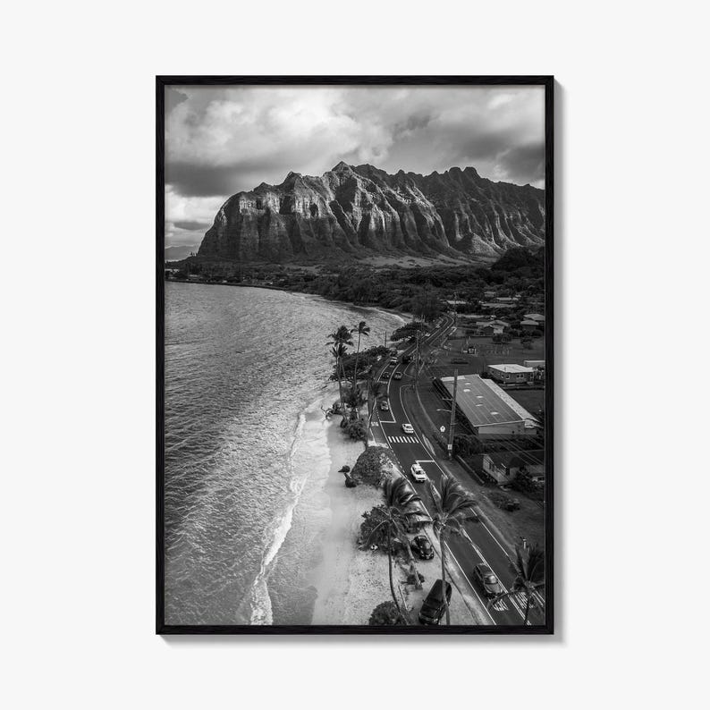 Oahu Black and White Fine Art Photo Print, Hawaii Beach Wall Decor ...