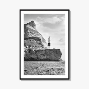 Gibraltar Photo Poster Print, Gibraltar Black and White Wall Art, Gibraltar Photography, Gibraltar Travel, Gibraltar Map Poster