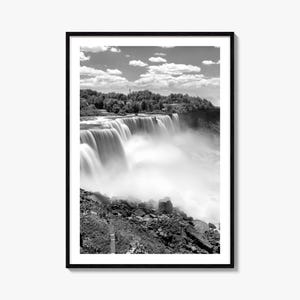 Impresión de póster fotográfico de las Cataratas del Niágara, arte mural en blanco y negro de las Cataratas del Niágara, fotografía mural de las Cataratas del Niágara, viajes, póster de mapa