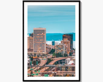 Tacoma Skyline Fine Art Photo Print, Washington Wall Decor Poster, USA