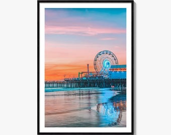 Kunstdruck „Santa Monica“, Pier-Poster, Wanddekoration für Kalifornien