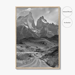 Torres del Paine Black and White Fine Art Photo Print, Patagonia Chile, Lake Pehoe image 16