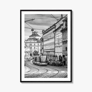 Prag Photo Poster No 2, Prag Schwarzweiß-Wandkunst, Prager Mauer Fotografie, Prag Reise, Prag Karte Poster