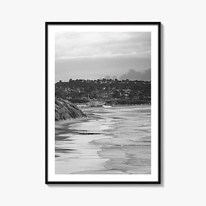 Impressão de pôster fotográfico de Solana Beach, arte em preto e branco de Solana Beach, fotografia de Solana Beach, viagem a Solana Beach, pôster de mapa
