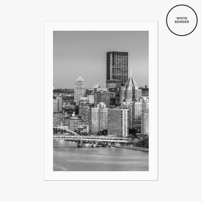 Pittsburgh Photo Poster Print No 1, Pittsburgh Black and White Wall Art, Pittsburgh Photography, Pittsburgh Travel, Map Poster image 2