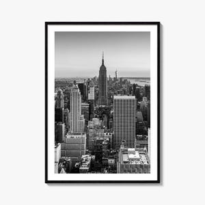 New York City fotoposter print nr. 1, New York City zwart-witte kunst, New York City muur fotografie, reizen, kaartposter