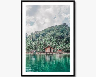 Siargao Island Philippinen Fine Art Fotodruck, Pfahlhäuser, Mangrovenlagune Wandposter