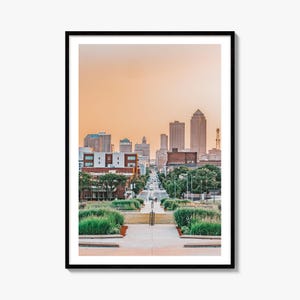 Des Moines Skyline Fine Art Photo Print, Iowa Poster Wall Decor