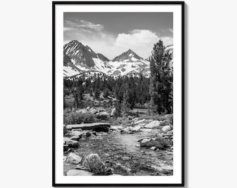 Siera Nevada Schwarz Weiß Fine Art Photo Print, Heart Lake, John Muir Spur