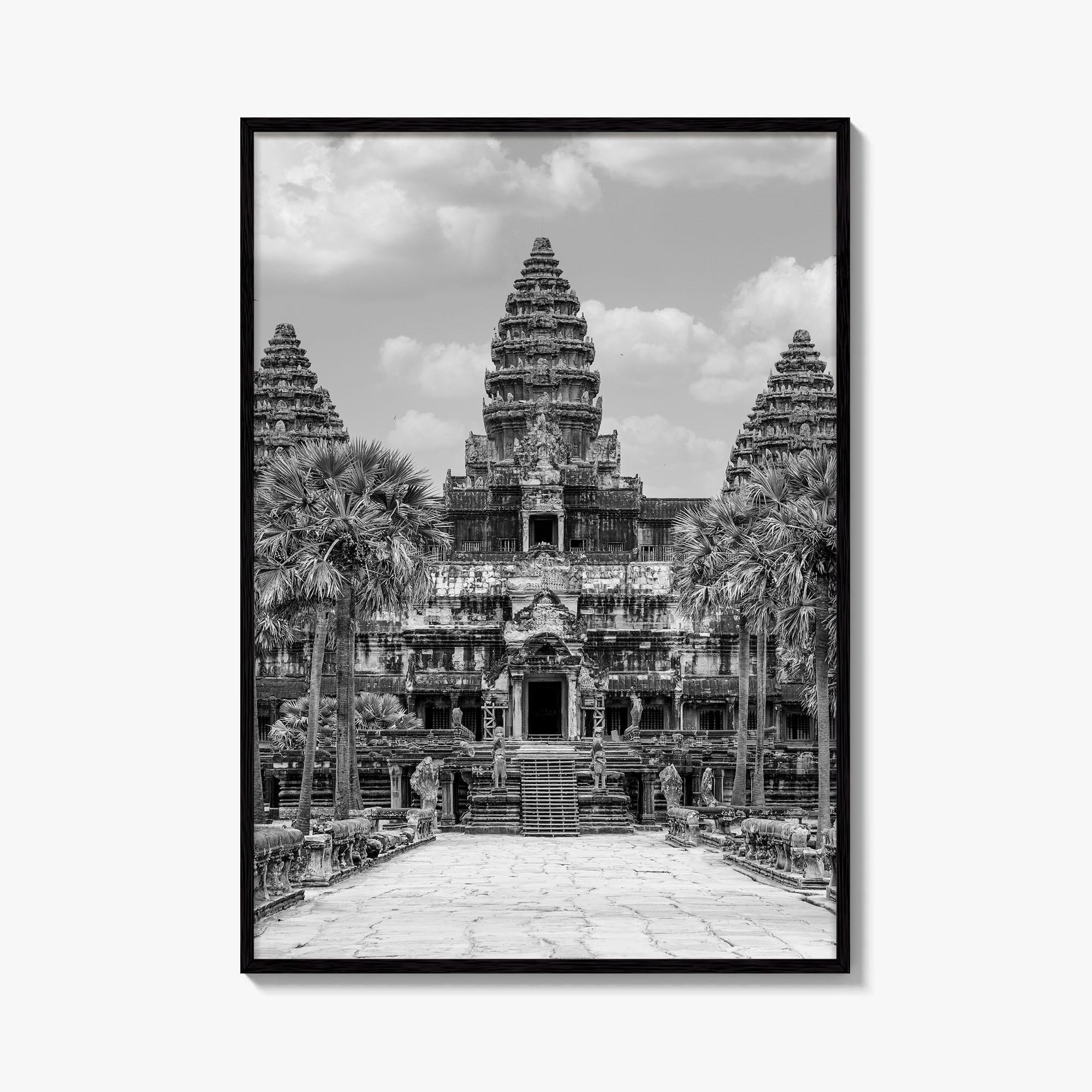アンコールワット モノクロ アクリル画 Angkor Wat Black and White Fine Art Photo Print, Siem Reap