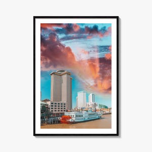 New Orleans bunter Posterdruck No 2, New Orleans Fotokunst, Wanddekor, New Orleans Reisedruck, New Orleans Straßenkarte Poster, Stadtplan