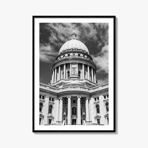 Madison Photo Poster Print No 2, Madison Schwarzweiß-Wandkunst, Madison-Wandfotografie, Madison-Reisen, Madison-Kartenposter
