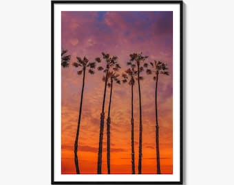 Huntington Beach Fine Art Photo Print, Orange County Poster, California Palm Trees Wall Decor