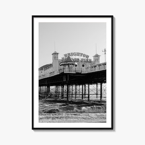 Brighton Foto Poster Druck, Brighton Schwarzweiß Wandkunst, Brighton Wand Fotografie, Brighton Reise, Brighton Karte Poster
