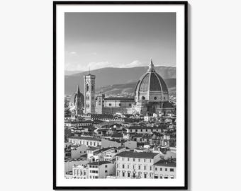 Florence Black and White Fine Art Photo Print, Firenze Duomo, Tuscany Italy Wall Poster