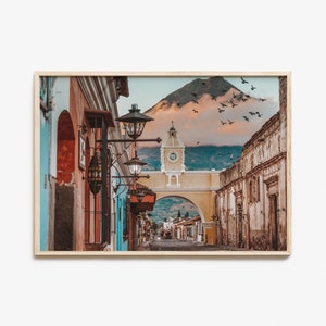 Antigua Guatemala Colorful Poster Print Horizontal, Antigua Guatemala Photo Wall Art, Wall Decor, Travel Print, Street Map Poster, City Map