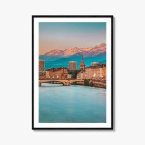 Grenoble Colorful Poster Print, Grenoble Photo Wall Art, Grenoble Wall Decor, Grenoble Travel Print, Grenoble Street Map Poster, City Map
