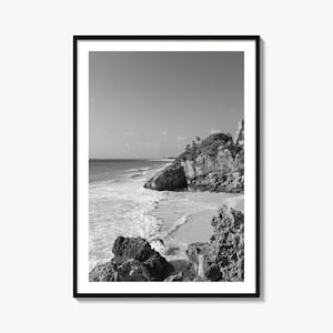 Stampa di poster con foto di Cozumel, arte murale in bianco e nero di Cozumel, fotografia murale di Cozumel, viaggi a Cozumel, poster con mappa di Cozumel