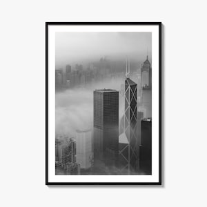 Hong Kong Photo Poster Print No 2, Hong Kong Schwarzweiß-Kunst, Hong Kong Fotografie, Hong Kong Reise, Hong Kong Karte Poster