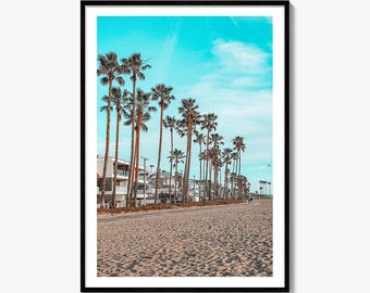 Wydruk artystyczny zdjęcia Venice Beach, plakat z Los Angeles, dekoracja ścienna z palmami w Kalifornii