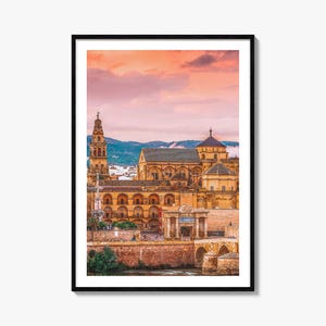 Impresión de póster colorido de Córdoba, España, arte de pared con fotos de Córdoba, decoración de pared de Córdoba, impresión de viaje de Córdoba, póster de mapa callejero de Córdoba, mapa de la ciudad