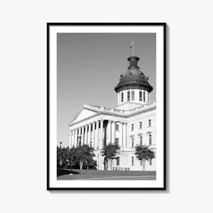 Columbia South Carolina Foto Poster Druck, columia South Carolina Schwarz und weiß, Wandkunst, Fotografie, Reise, Karte Poster
