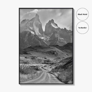 Torres del Paine Black and White Fine Art Photo Print, Patagonia Chile, Lake Pehoe image 18