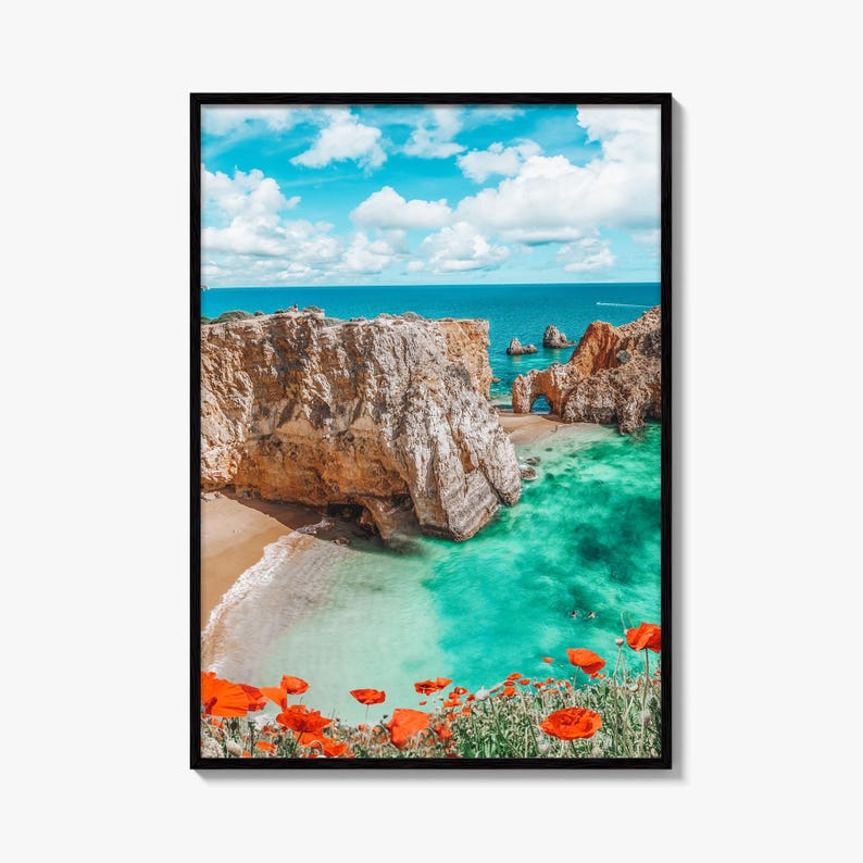 Algarve Portugal Fine Art Photo Print, Beach Cliff Coastline, Turquoise Water Wall Decor image 10