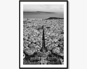 Barcelona Photo Poster Print No 1, Barcelona Black and White Wall Art, Barcelona Wall Photography, Barcelona Travel, Barcelona Map Poster