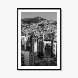 La Paz Foto Poster Druck, La Paz Schwarz Weiß Wandkunst, La Paz Wand Fotografie, La Paz Reise, La Paz Karte Poster