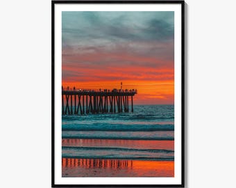 Hermosa Beach Kunstdruck, Los Angeles Poster, Wanddekoration für Kalifornien