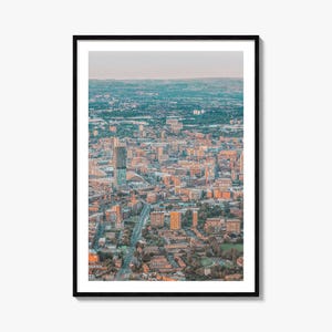 Póster colorido de Manchester, Inglaterra, n.º 1, fotografía artística de Manchester, decoración de Manchester, impresión de viaje, póster de mapa callejero