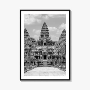 Angkor Foto Poster Druck, Angkor Schwarz und Weiß Wandkunst, Angkor Wand Fotografie, Angkor Reise, Angkor Karte Poster