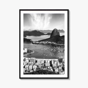 Póster fotográfico de Río de Janeiro Impresión No 3, Arte en blanco y negro de Río de Janeiro, Fotografía de pared de Río de Janeiro, Viajes, Cartel de mapa
