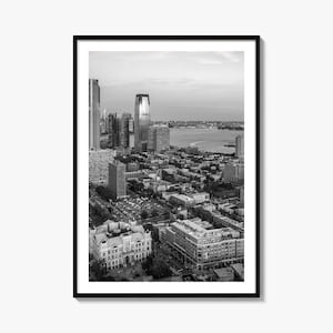 Jersey City Photo Poster Print, Jersey City Black and White Wall Art, Jersey City Photography, Jersey City Travel, Map Poster