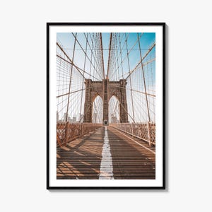 Brooklyn Bridge Colorful Poster Print No 2, Brooklyn Bridge Photo Art, Brooklyn Bridge Wall Decor, Travel Print, Street Map Poster, City Map